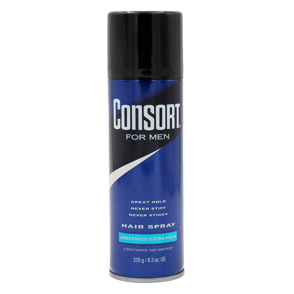 Consort Unscented Extra Hold Aerosol Hair Spray For Men, 8.3 Oz